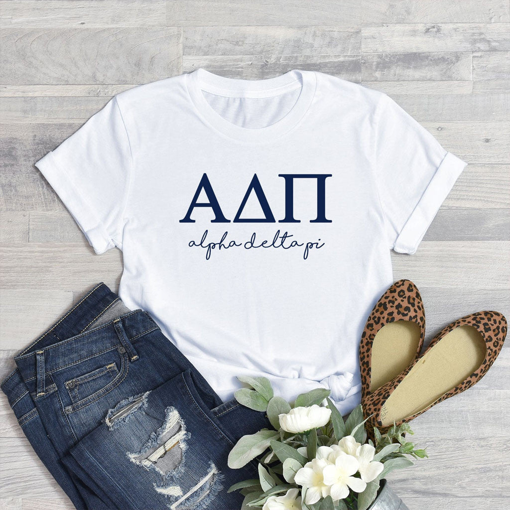 ADPi Market Merch 2026 Alpha Delta Pi T-Shirt White Gifts For Your Girlfriend - Merchluma