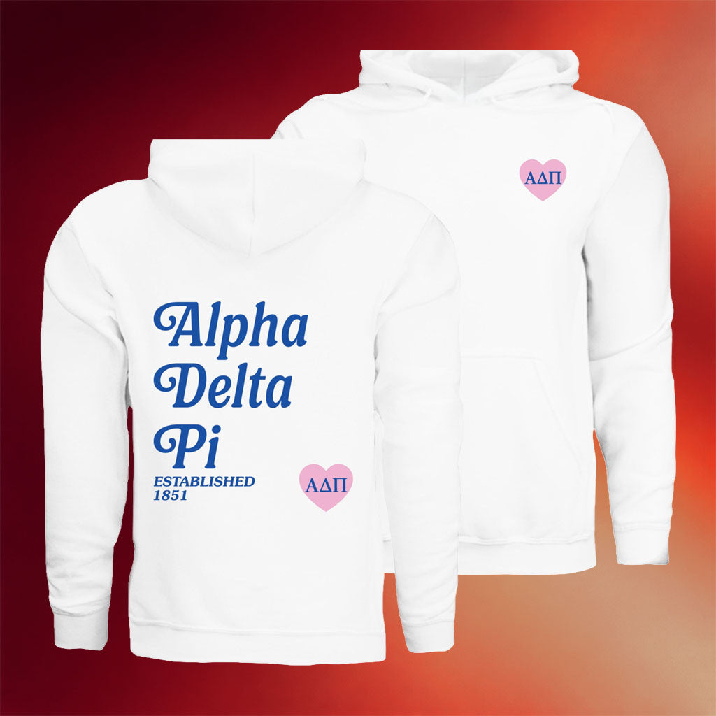 ADPi Market Merch 2026 Simple Heart Hoodie Alpha Delta Pi Merchandise Gifts For Friends - Merchluma