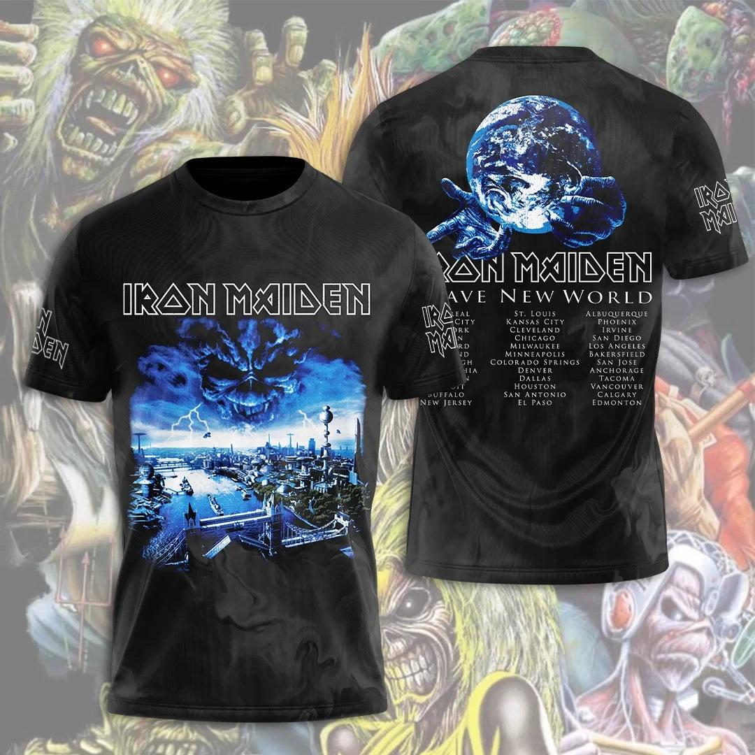 Iron Maiden Brave New World Tour T-Shirt Heavy Metal Rock Band Tee Iron Maiden Merch - Merchluma