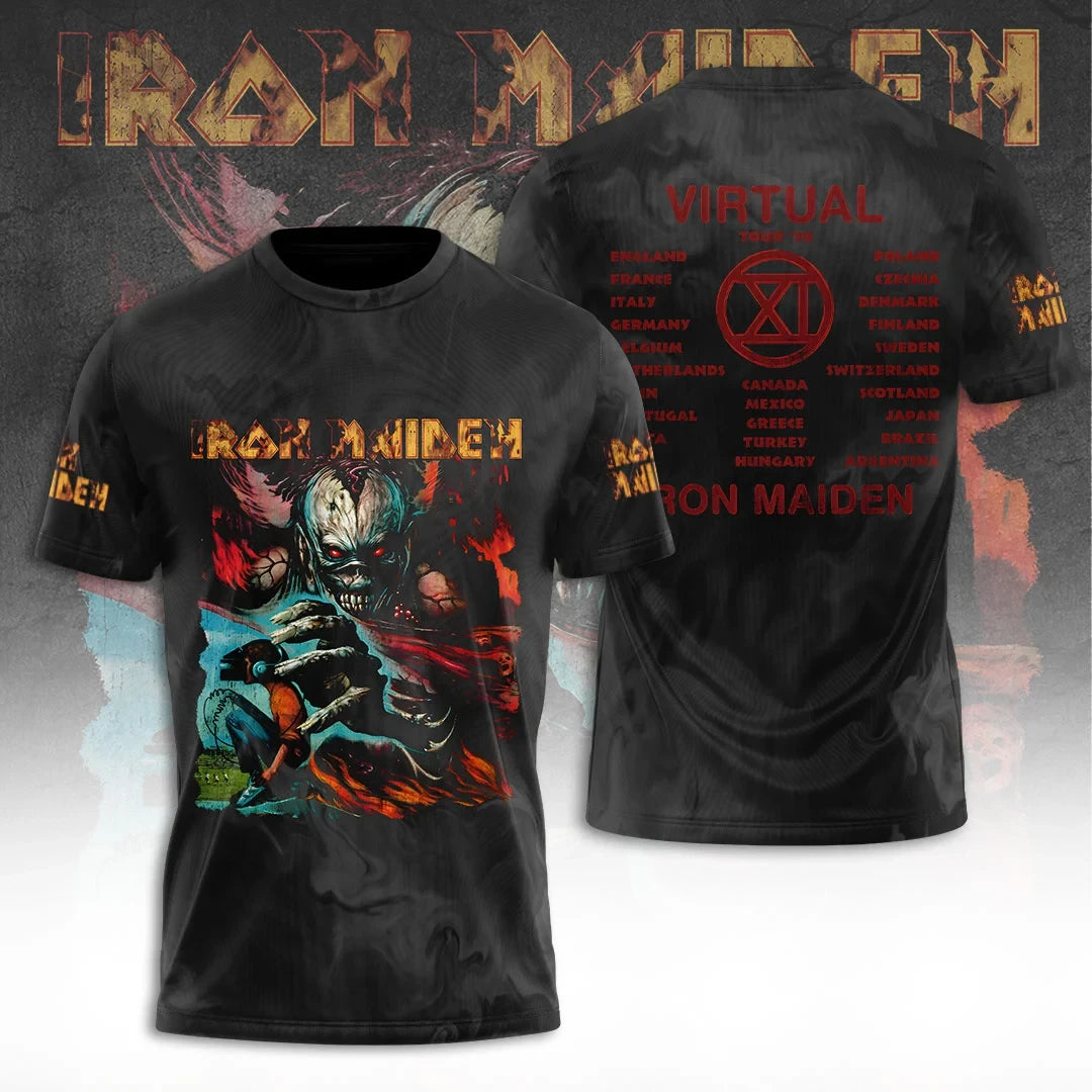 Iron Maiden Virtual XI Tour T-Shirt Heavy Metal Rock Band Graphic Tee Iron Maiden Merch - Merchluma