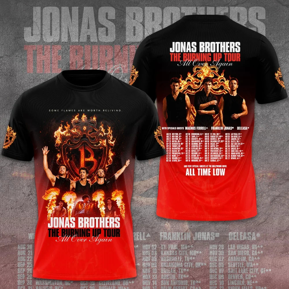 Jonas Brothers The Burning Up Tour Shirt Retro Pop Rock Concert Fan T-Shirt Jonas Brothers Merch - Merchluma