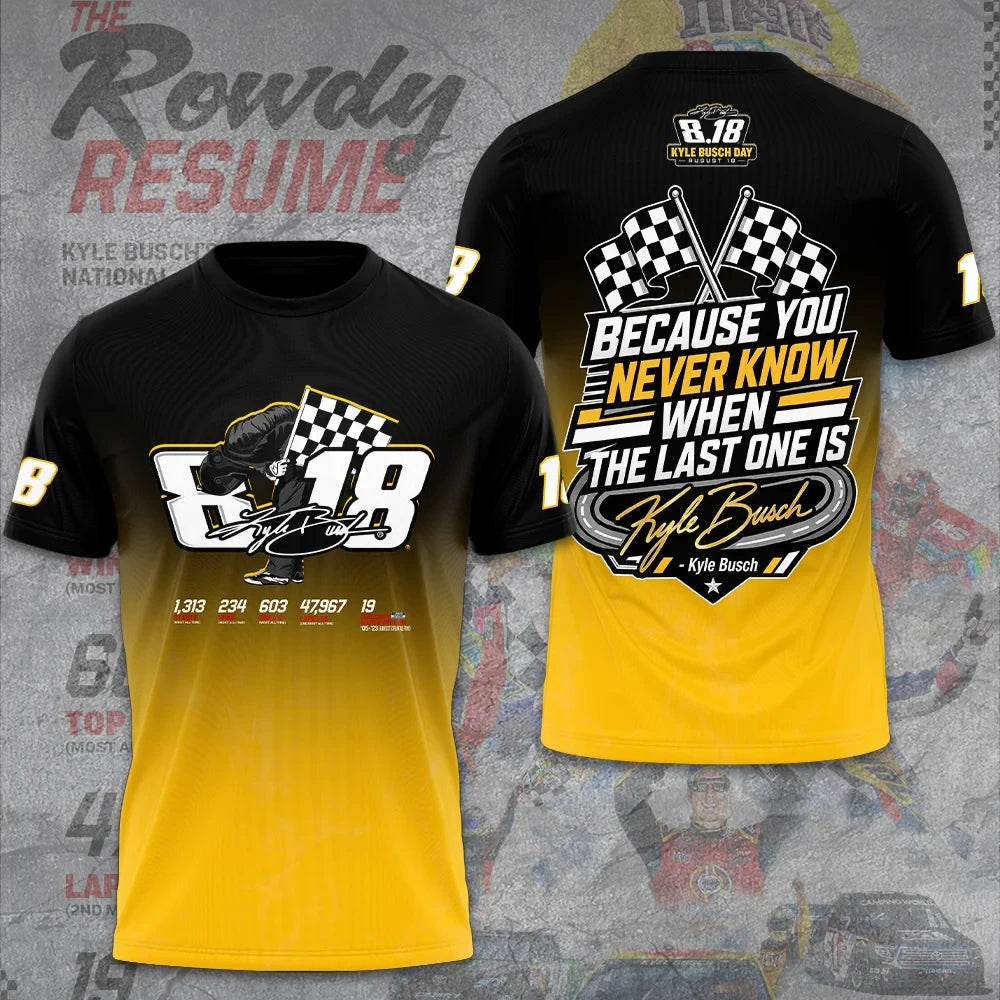 Kyle Busch Rowdy Racing T-Shirt Number 18 NASCAR Motorsport Graphic Fan Tee Kyle Busch Merch - Merchluma