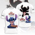 Lilo And Stitch Scratch T-Shirt Stitch And Angel Cute Cartoon Graphic Tee Gifts For BFF - Merchluma