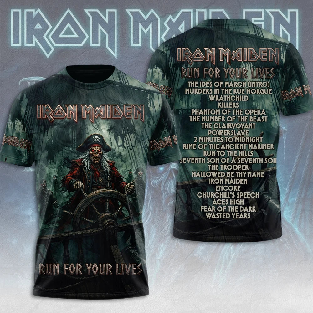Iron Maiden Run For Your Lives T-Shirt Pirate Heavy Metal Rock Band Shirt Iron Maiden Merch - Merchluma