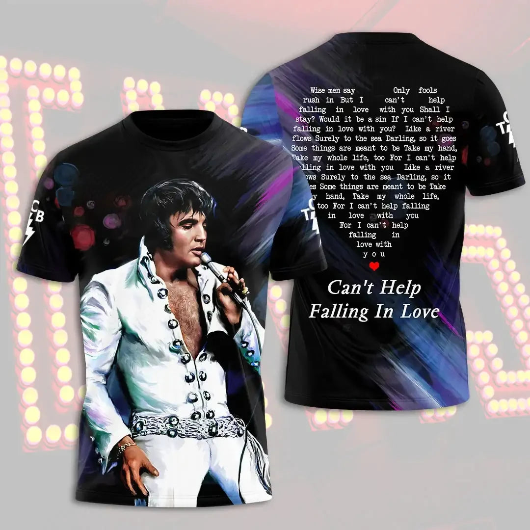 Elvis Presley Merch Can't Help Falling In Love Elvis Presley T-Shirt King Of Rock And Roll Shirt - Merchluma
