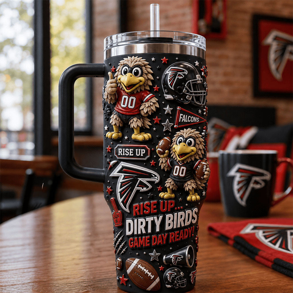 Atlanta Falcons Rise Up Dirty Birds Tumbler Atlanta Falcons Merch Gifts For Football Lovers