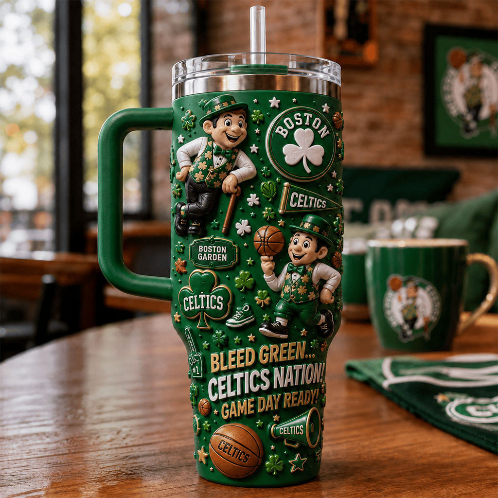 Boston Celtics Merch Bleed Green Celtics Nation Tumbler Gift For Basketball Enthusiast
