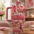 Breast Cancer Awareness Tumbler Hope And Blooms Travel Cup Gift For Breast Cancer Warriors