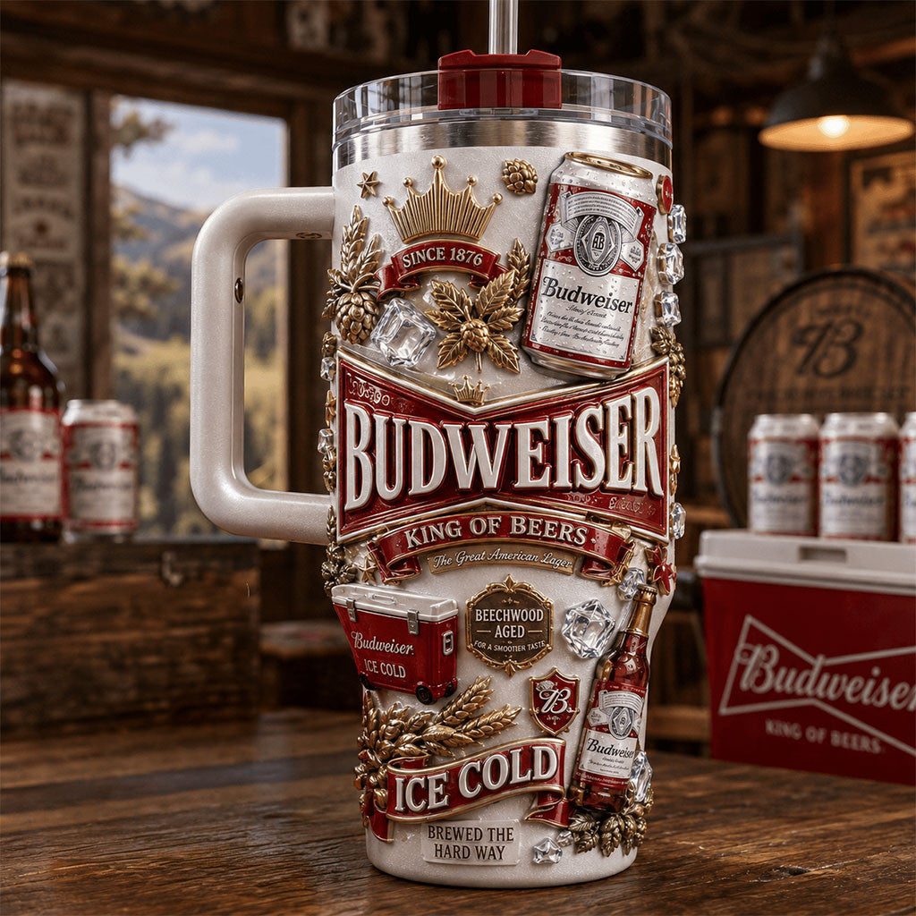 Budweiser King Of Beers Tumbler Budweiser Merch Beer Lover Gifts For Fathers