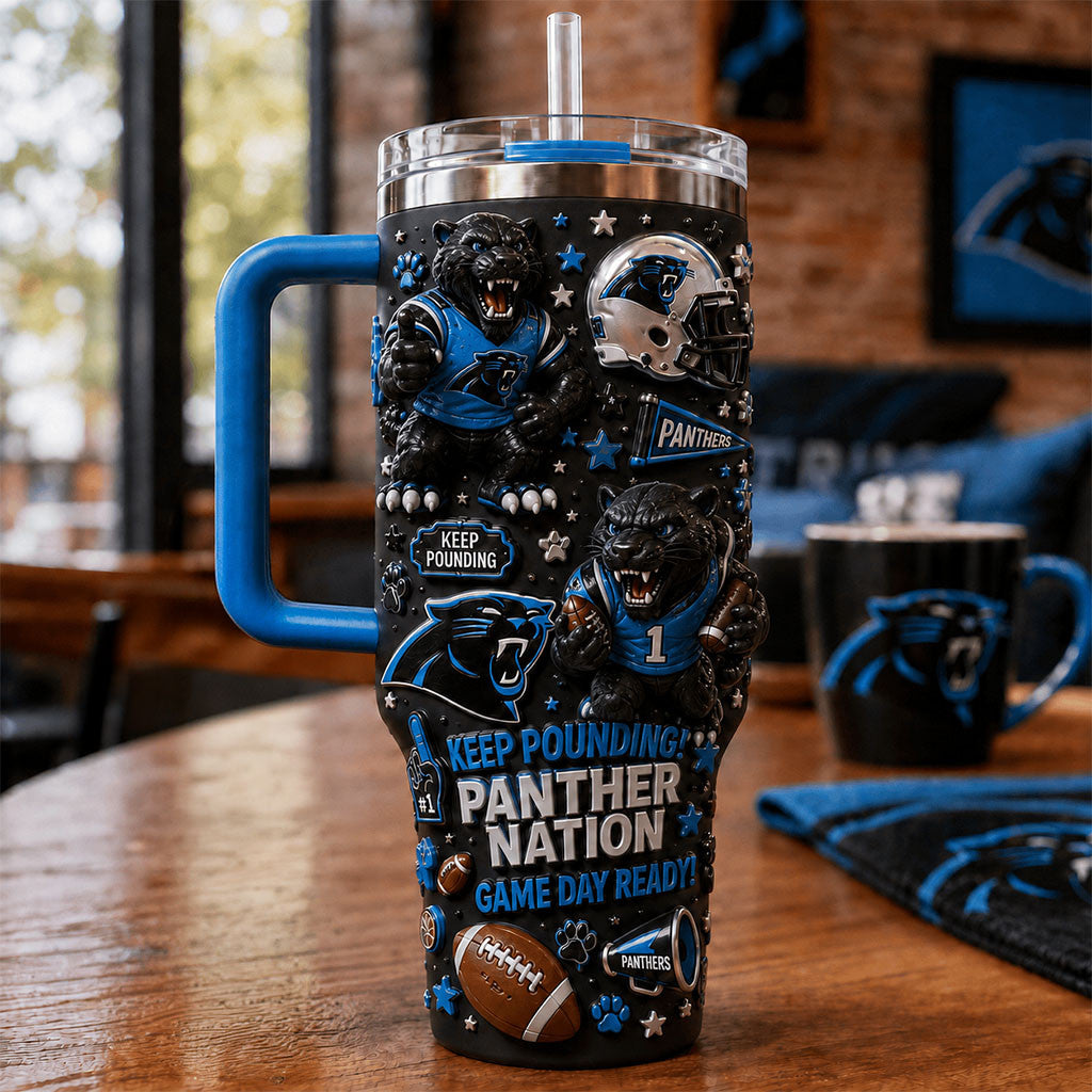 Carolina Panthers Merch Keep Pounding Panther Nation Tumbler Presents For Football Lovers