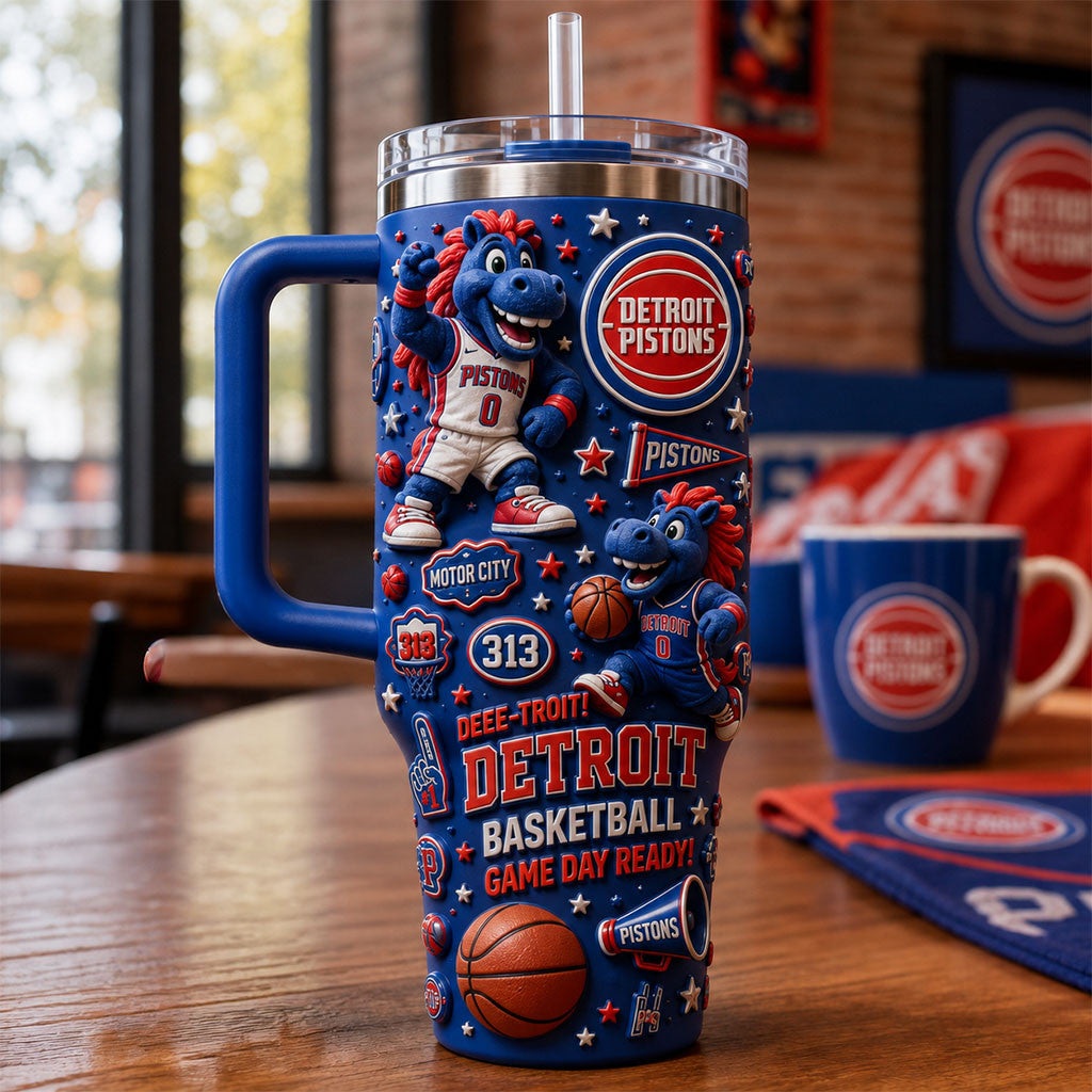 Detroit Pistons Basketball Game Day Ready Tumbler Detroit Pistons Merch Gift For Fans