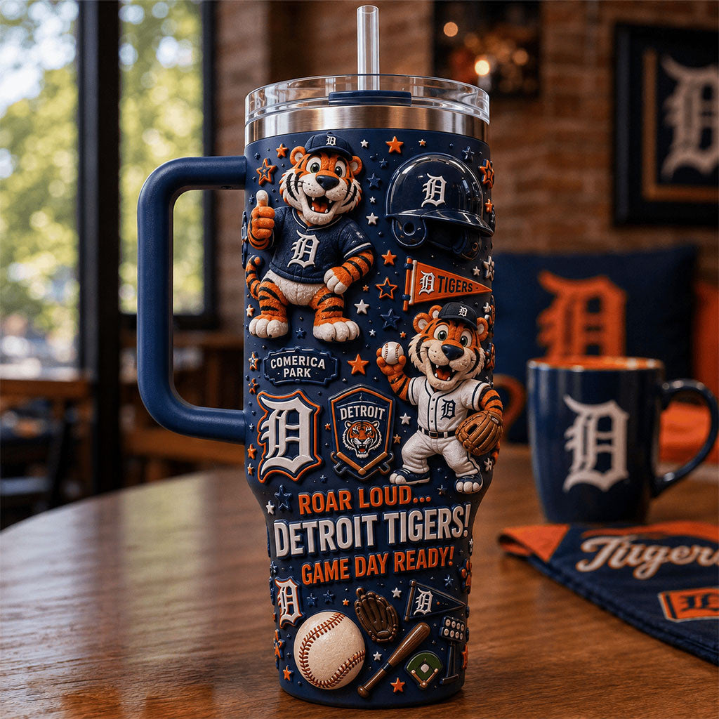 Detroit Tigers Roar Loud Game Day Ready Tumbler Detroit Tigers Merch Baseball Lovers Gifts