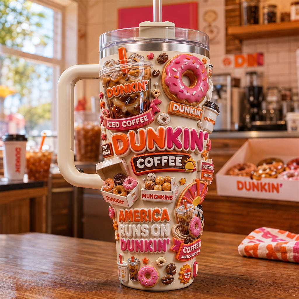 Dunkin Coffee America Runs On Dunkin Tumbler Dunkin Donuts Merch Gift For Besties