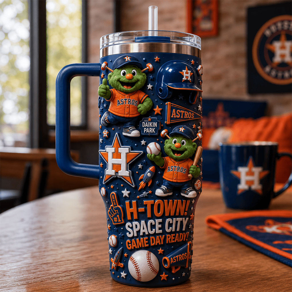 Houston Astros Merch H-Town Space City Game Day Ready Tumbler Gift For Baseball Lovers