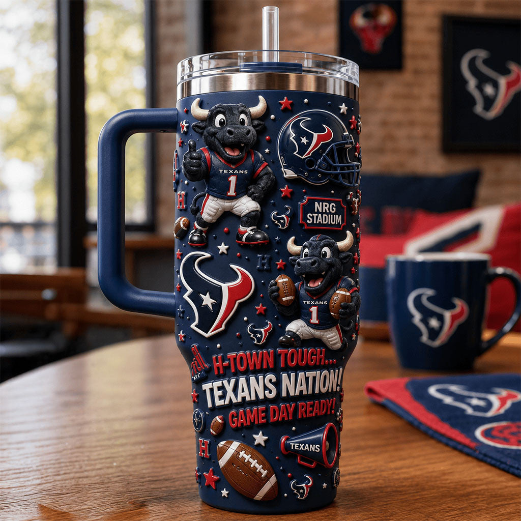 Houston Texans Merch HTown Tough Texans Nation Game Day Ready Tumbler Football Fan Gift Ideas