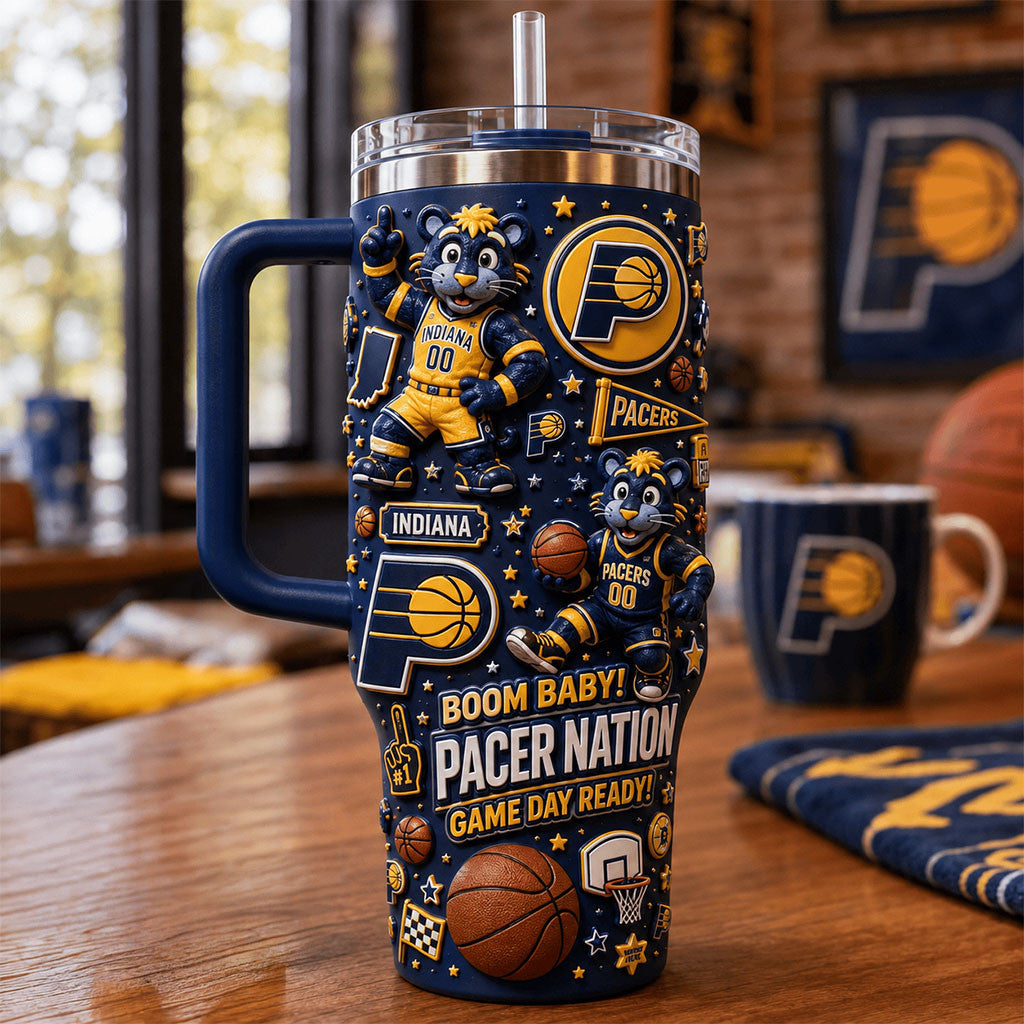 Indiana Pacers Merch Boom Baby Pacers Nation Game Day Ready Tumbler Present For Basketball Fans