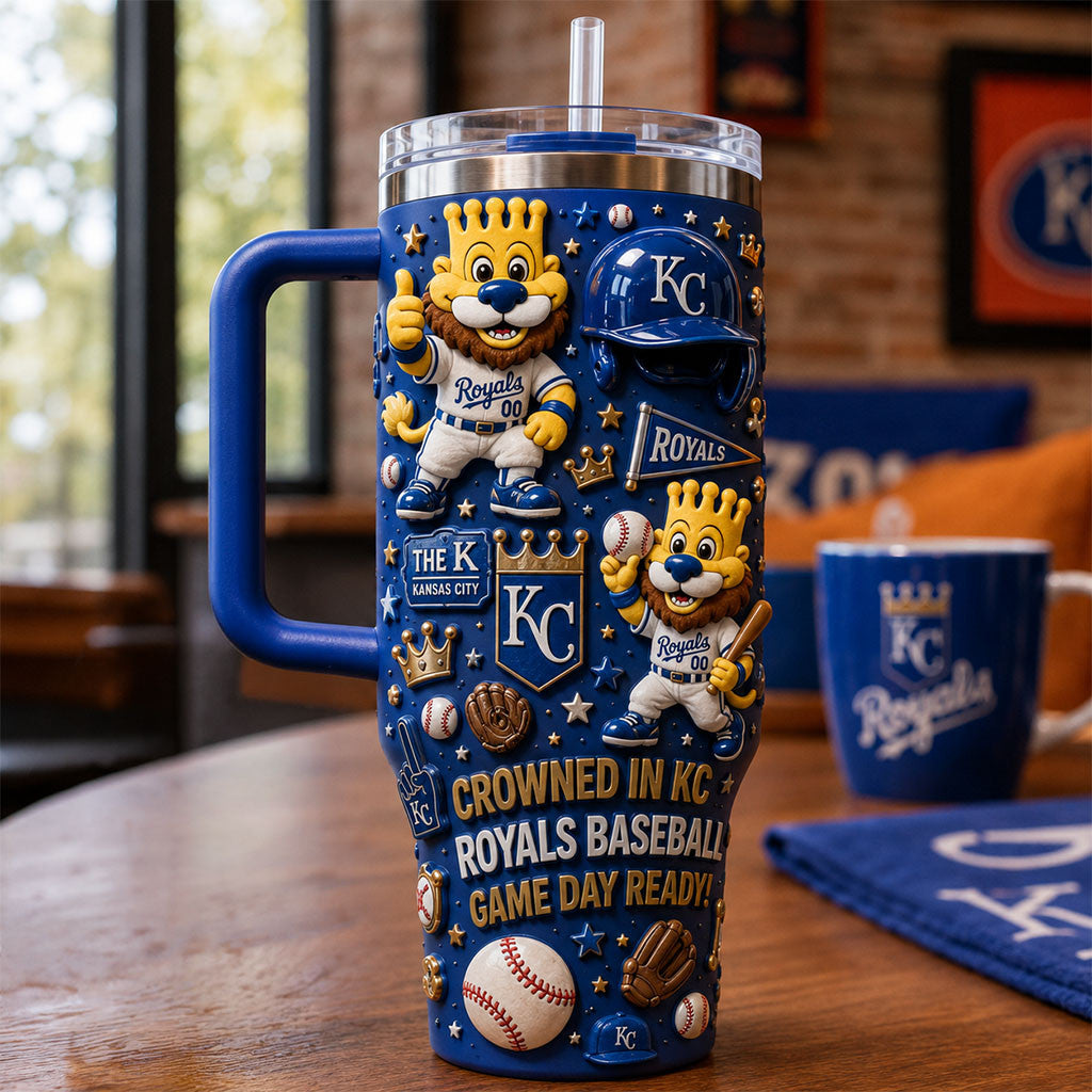 Kansas City Royals Merch Crowned In KC Royals Baseball Game Day Ready Tumbler Gift For Fans