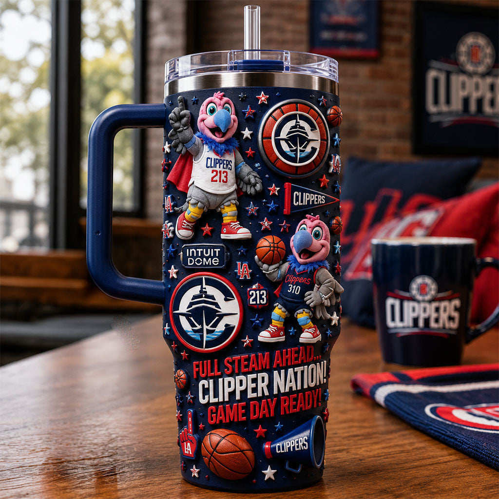Los Angeles Clippers Merch Full Steam Ahead Clipper Nation Tumbler Gift For Basketball Fans