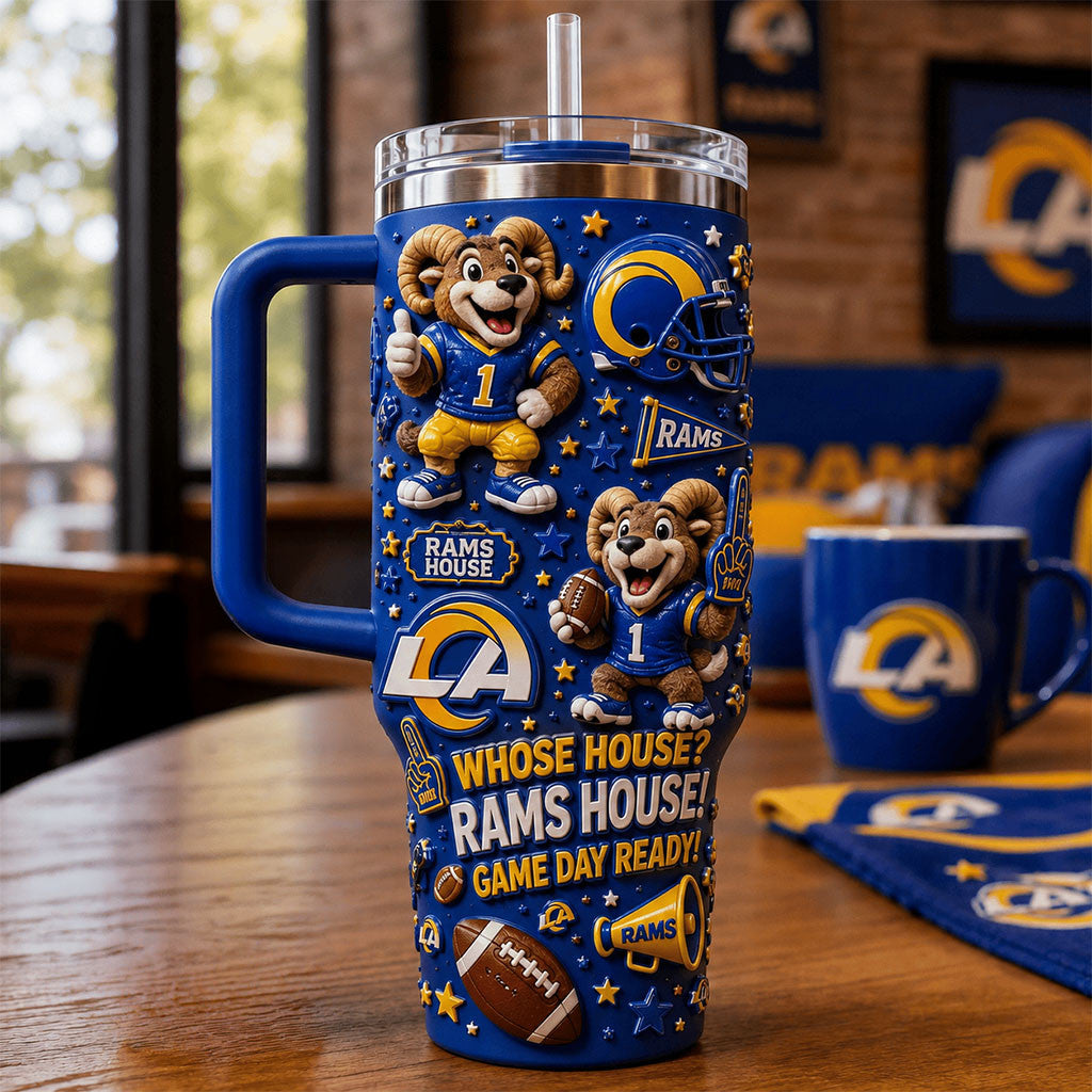 Los Angeles Rams Merch Whose House Rams House Game Day Ready Tumbler Football Fan Gifts