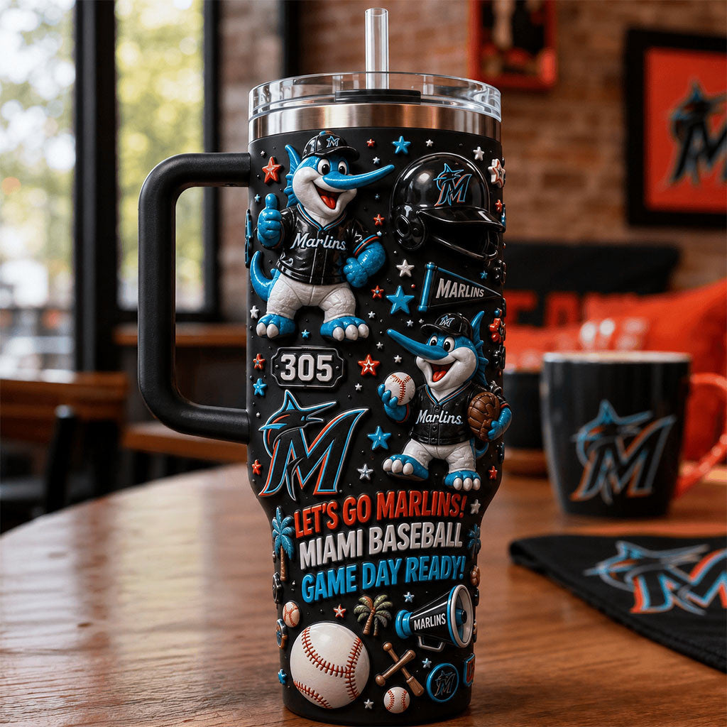 Miami Marlins Merch Let's Go Marlins Miami Baseball Tumbler Gift For Fans