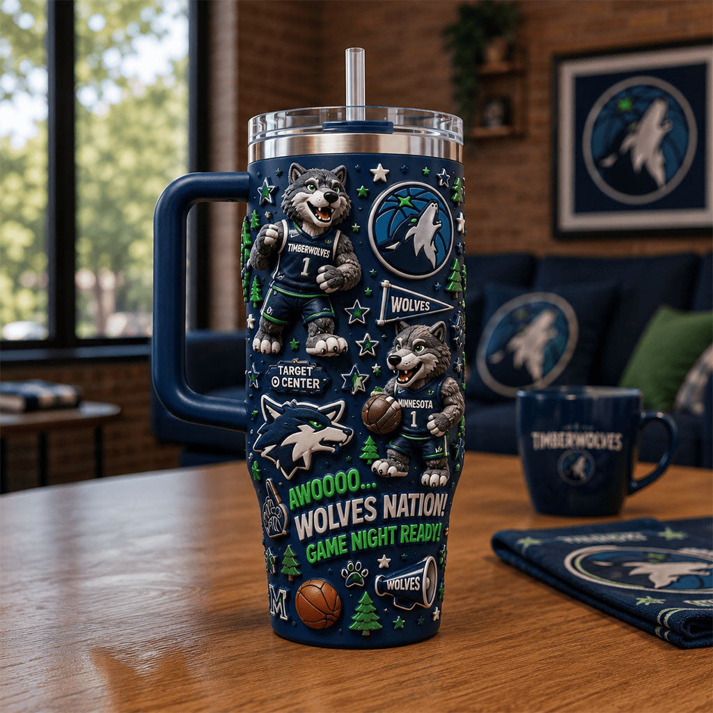 Minnesota Timberwolves Merch Awooo Wolves Nation Game Night Ready Tumbler Basketball Fan Gifts
