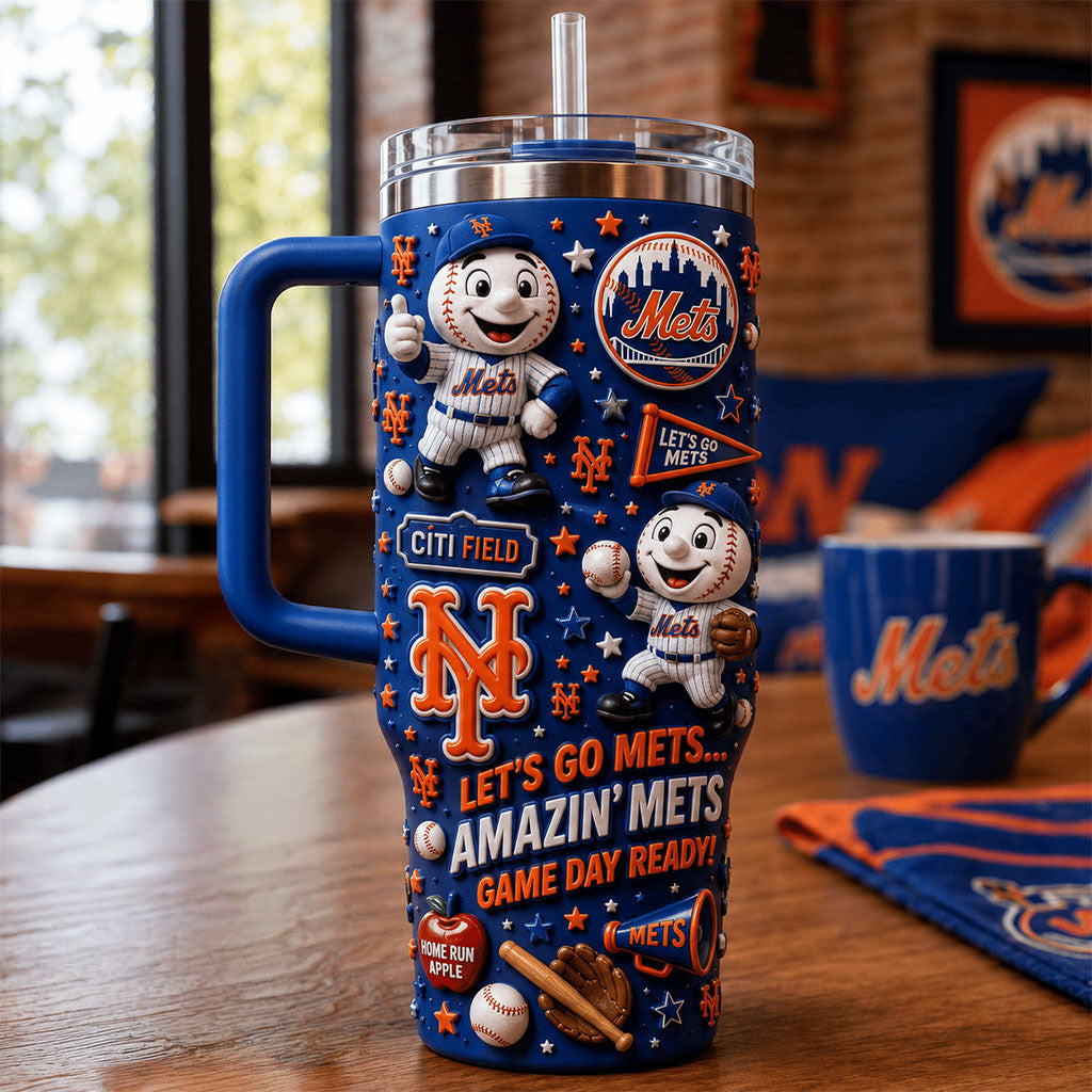 New York Mets Merch Let's Go Mets Amazin Mets Game Day Ready Tumbler Gift For Baseball Lover
