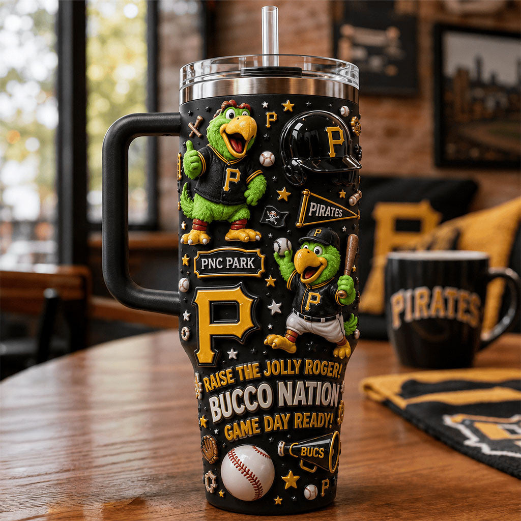 Pittsburgh Pirates Merch Raise The Jolly Roger Bucco Nation Tumbler Baseball Fan Gifts