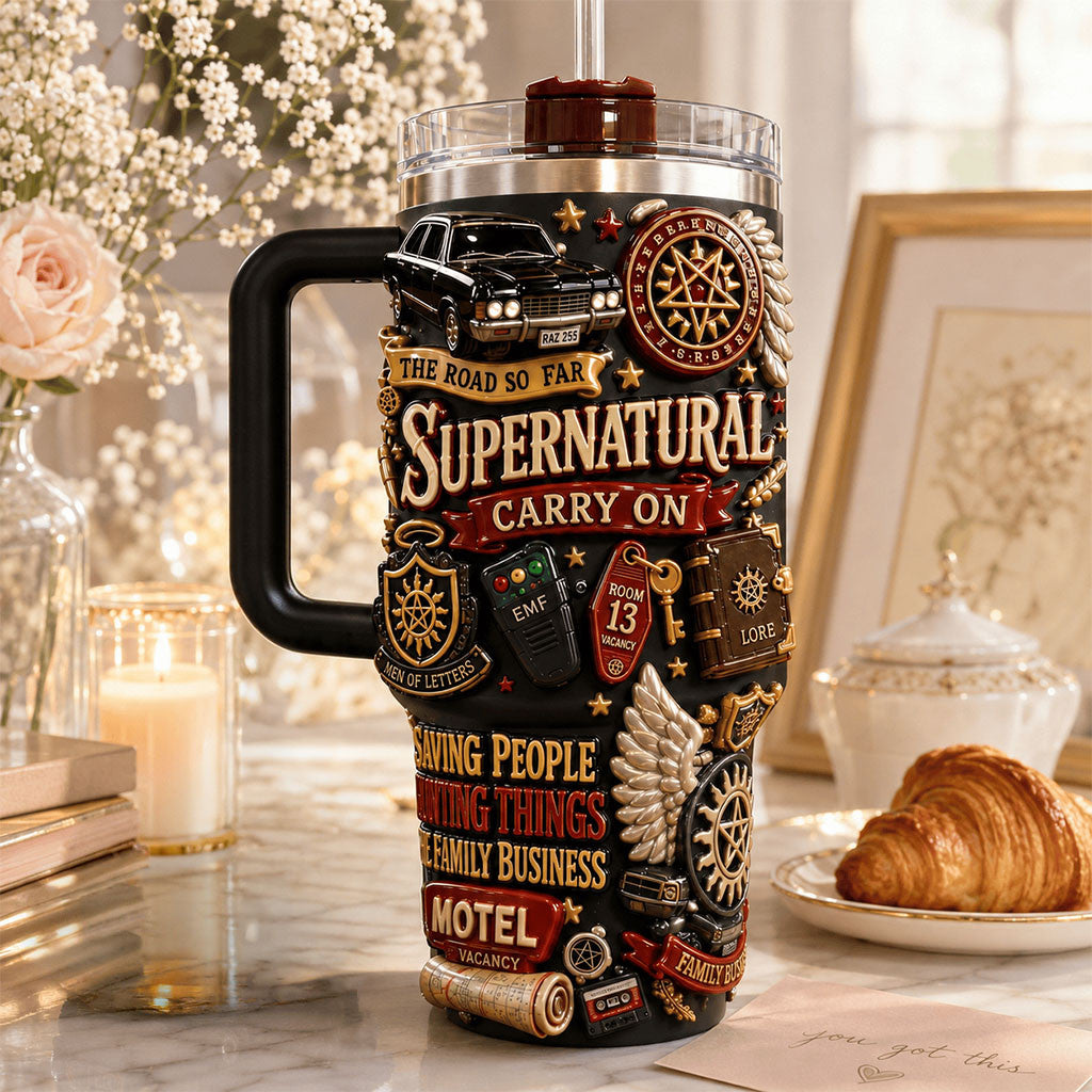 Supernatural Carry On Tumbler The Roar So Far Travel Cup Supernatural Merch Gift For Dad