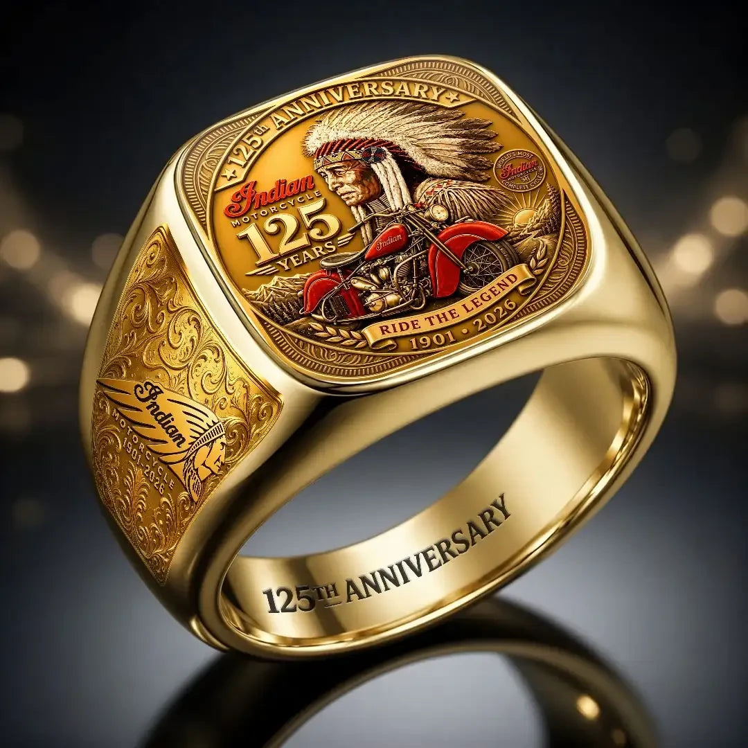 Indian Motorcycle 125 Anniversary Ride The Legend Ring Vintage Motorcycle Biker Merch Fan Gifts