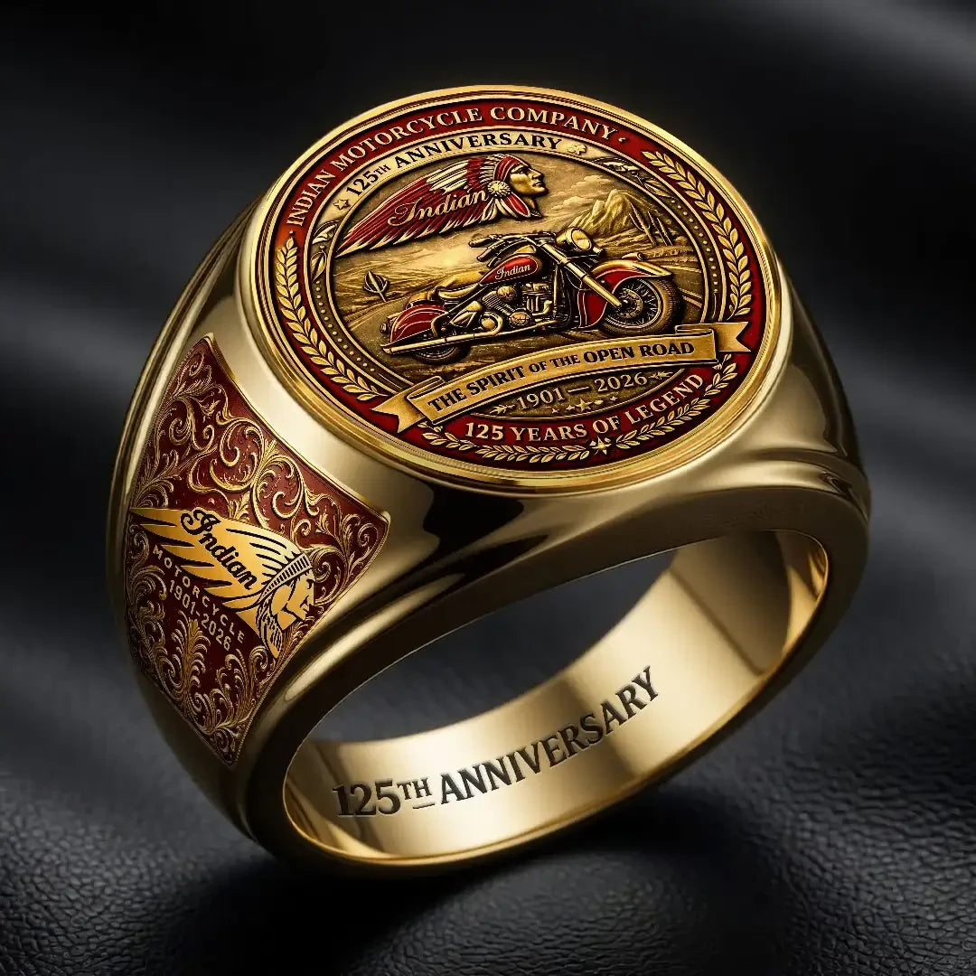Indian Motorcycle 125 Years Of Legend Ring Indian Motorcycle Merch Gifts For Bikers