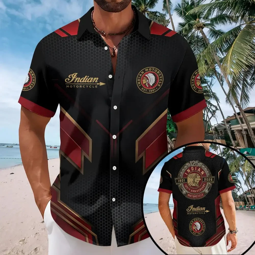 Indian Motorcycle Anniversary Hawaiian Shirt Vintage Biker Shirt Indian Motorcycle Merch