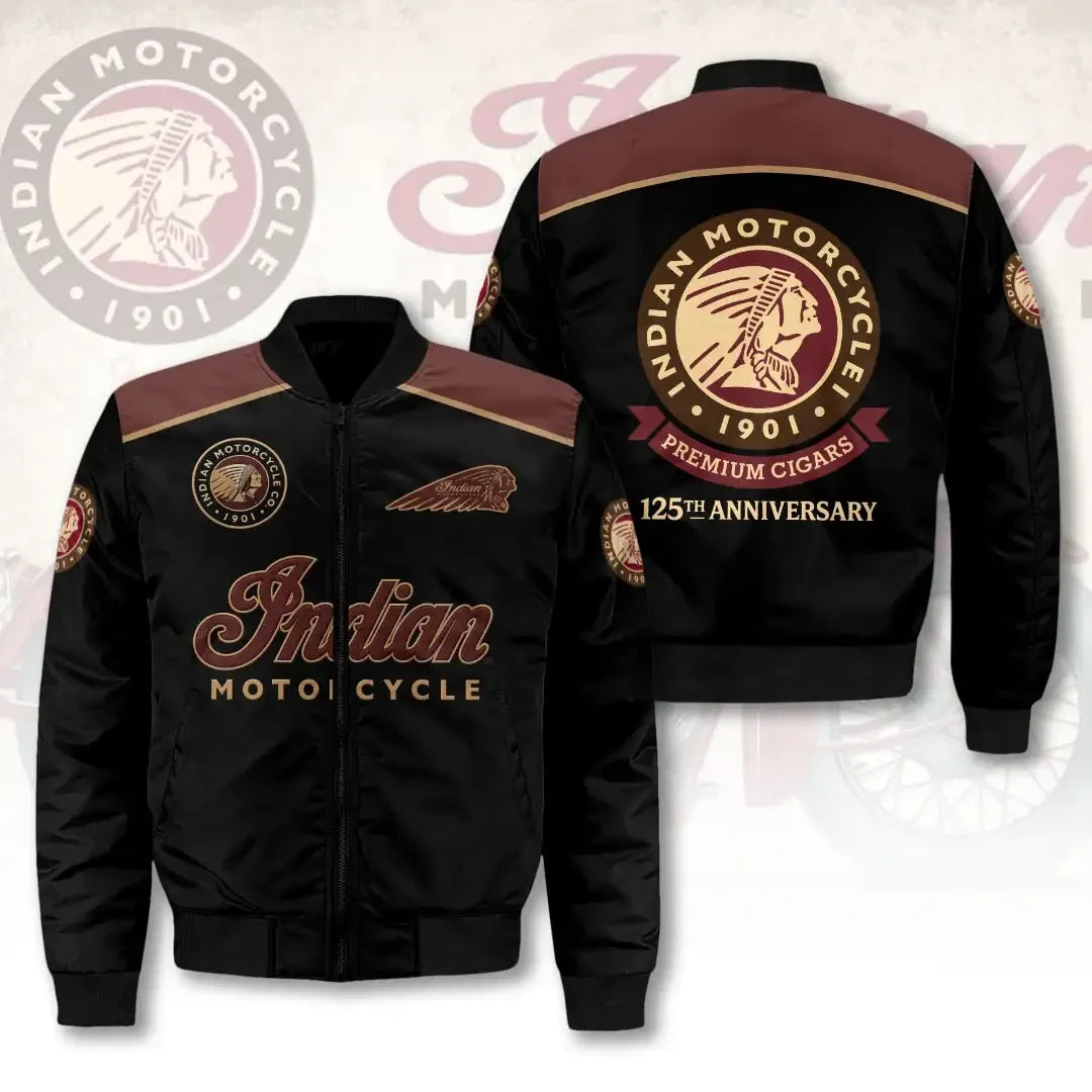 Indian Motorcycle 125th Anniversary Bomber Jacket Biker Racing Apparel Indian Motorcycle Merch