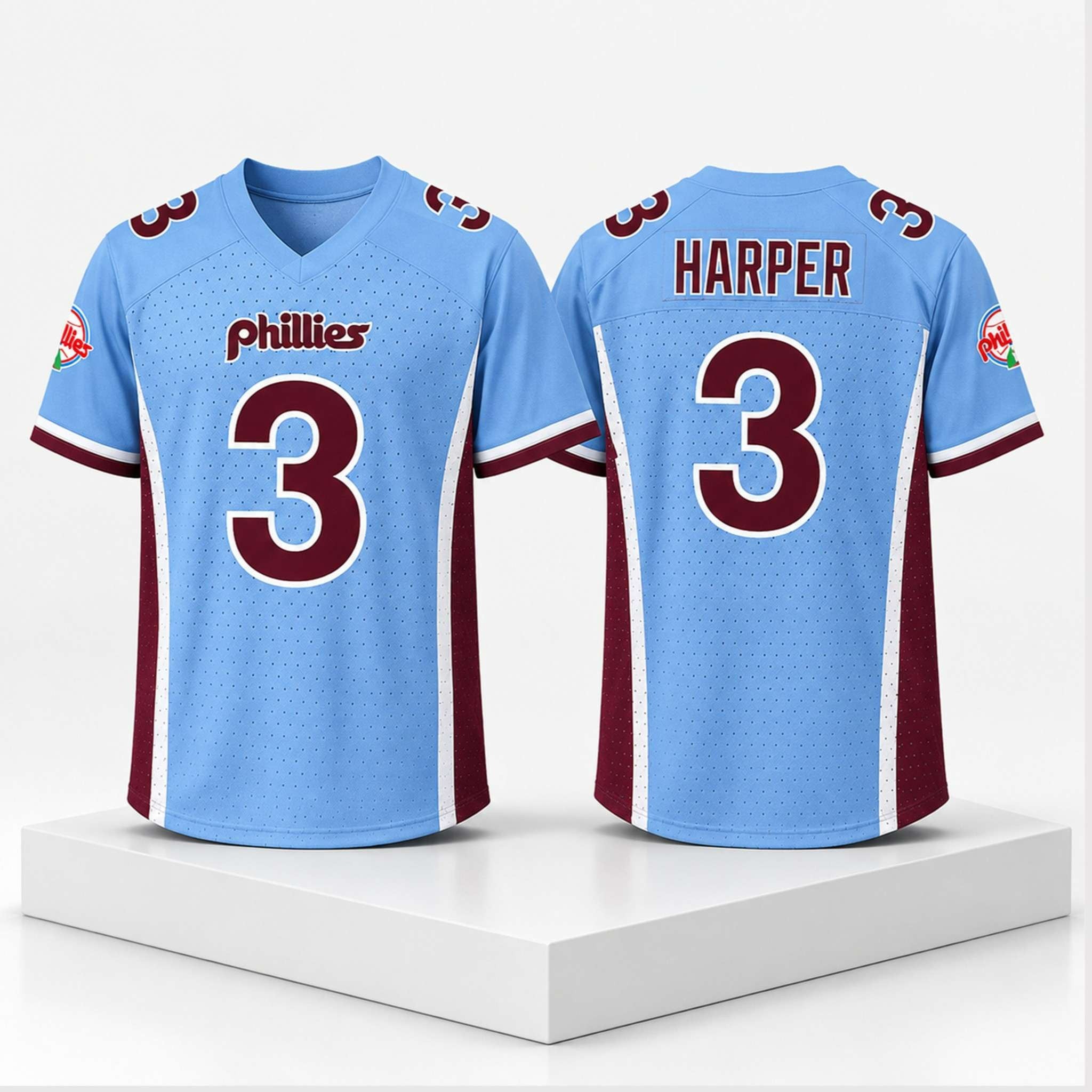 Phillies PECO Bryce Harper #3 Football Jersey 2026 Philadelphia Phillies Merch Gifts For Fans