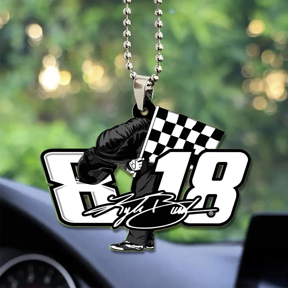 Kyle Busch Merch Number 18 Racing Champion Acrylic Car Ornament Gifts For Racing Fans