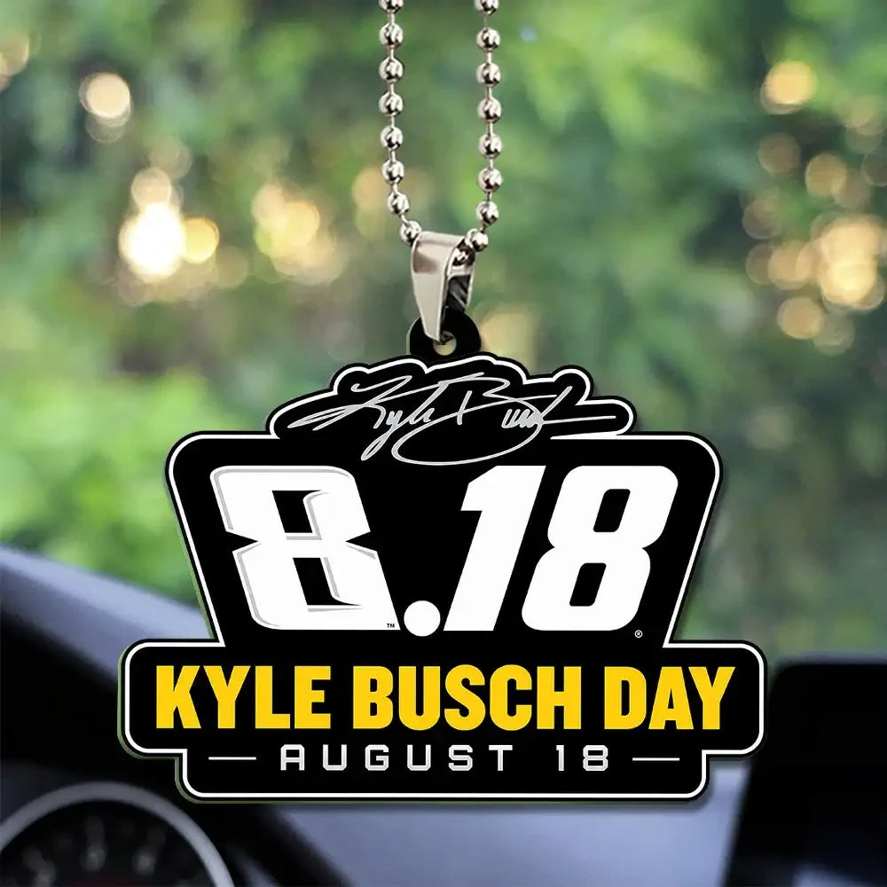 Kyle Busch NASCAR Merch Rowdy Resume Number 18 Racing Legend Fan Acrylic Car Ornament