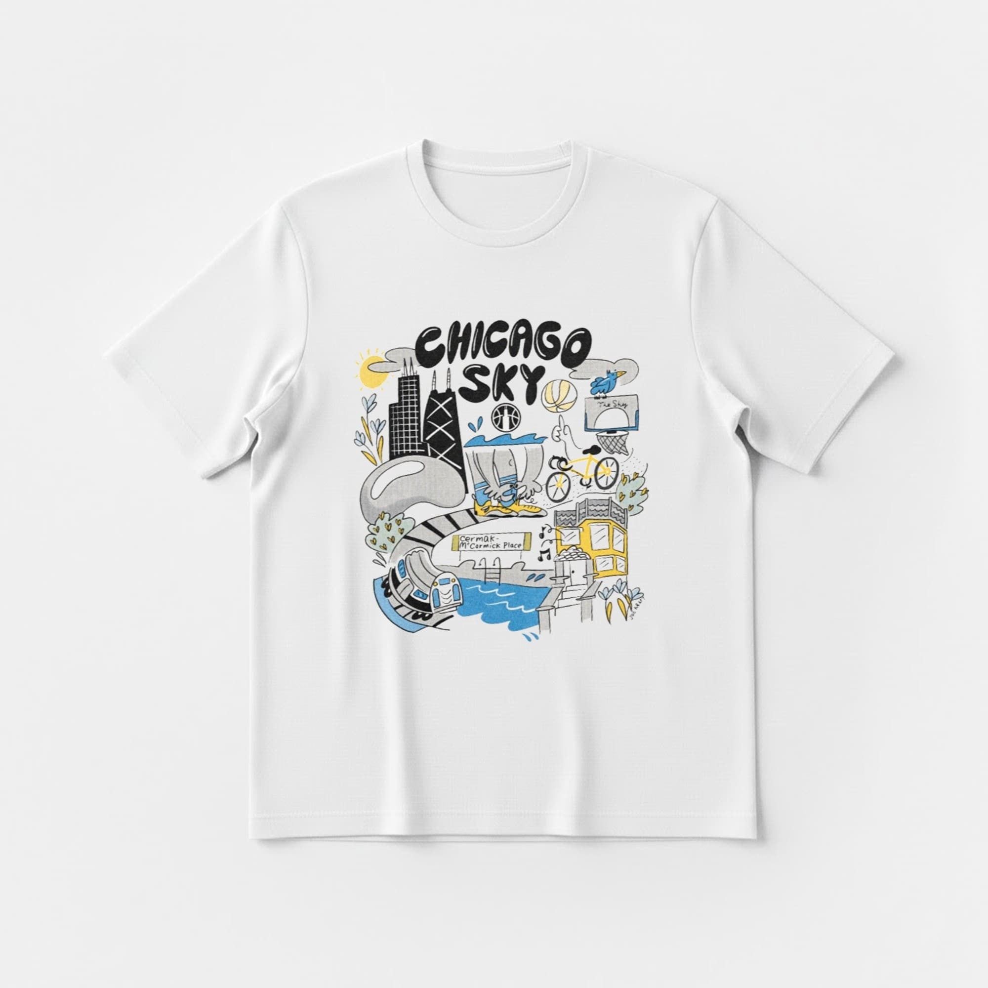 Joe Kraft Chicago Sky T-Shirt White Presents For Basketball Fans