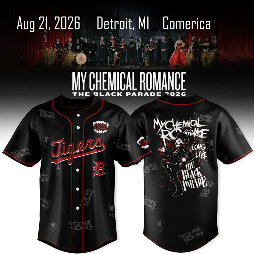 Detroit Tigers X My Chemical Romance The Black Parade Tour Jersey 2026 MCR Merch Fan Gifts