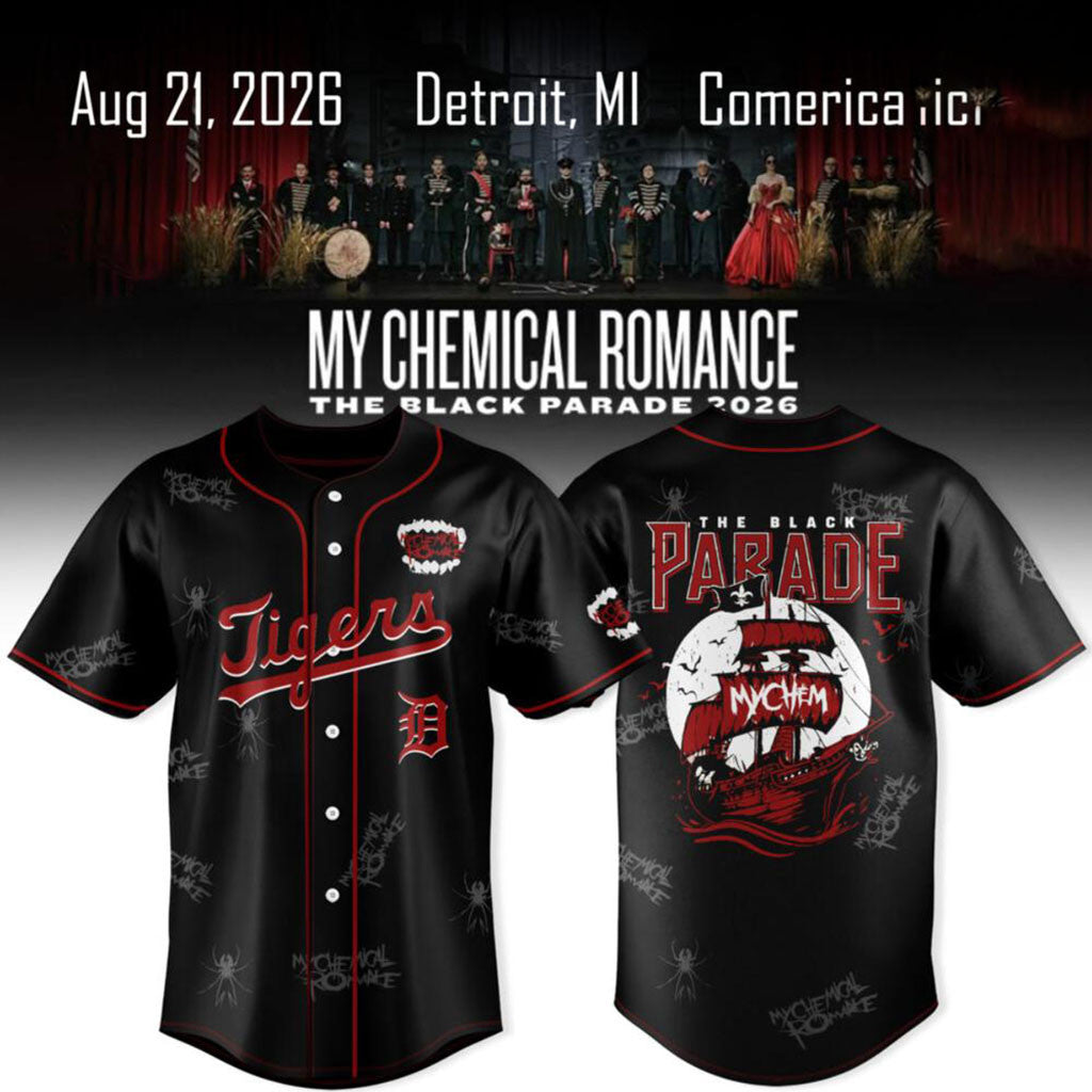 Detroit Tigers X My Chemical Romance The Black Parade Tour Jersey MCR Concert Merch Fan Gifts