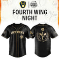 Milwaukee Brewers X Fourth Wing Night Baseball Jersey Brewers Merch Gift For Baseball Fan