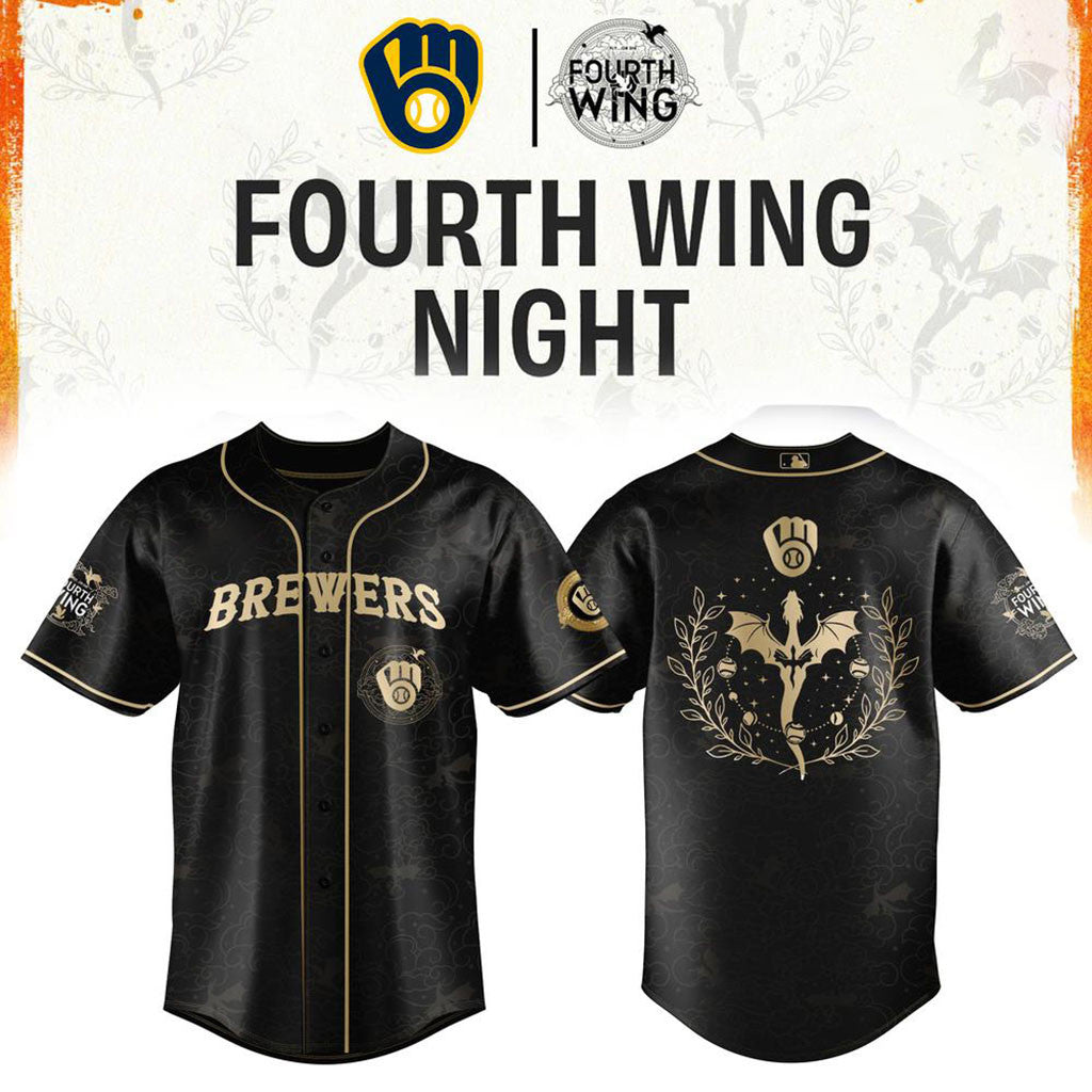 Milwaukee Brewers X Fourth Wing Night Baseball Jersey Brewers Merch Gift For Baseball Fan