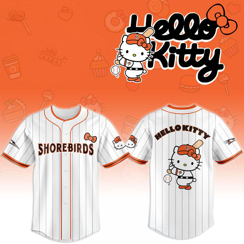 Delmarva Shorebirds X Hello Kitty Classic Striped 2026 Night Game Jersey Shorebirds Merch