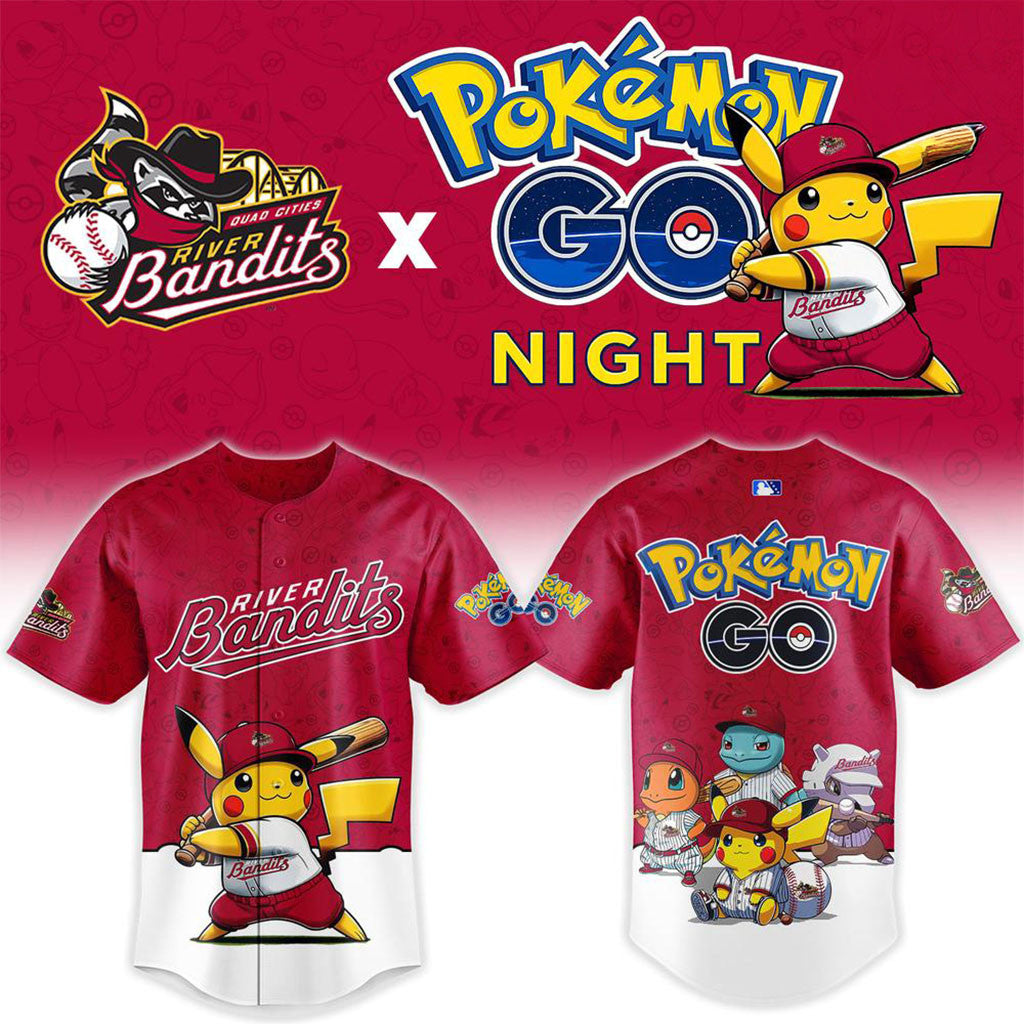 Quad Cities River Bandits X Pokemon GO Night 2026 New Edition Baseball Jersey Fan Merch