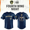 Milwaukee Brewers X Fourth Wing Night Baseball Jersey Milwaukee Brewers Merch Fan Gifts
