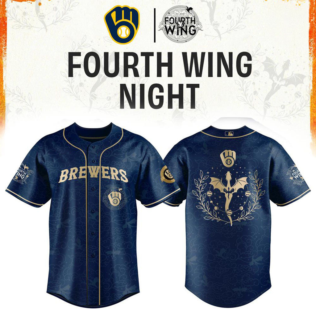 Milwaukee Brewers X Fourth Wing Night Baseball Jersey Milwaukee Brewers Merch Fan Gifts