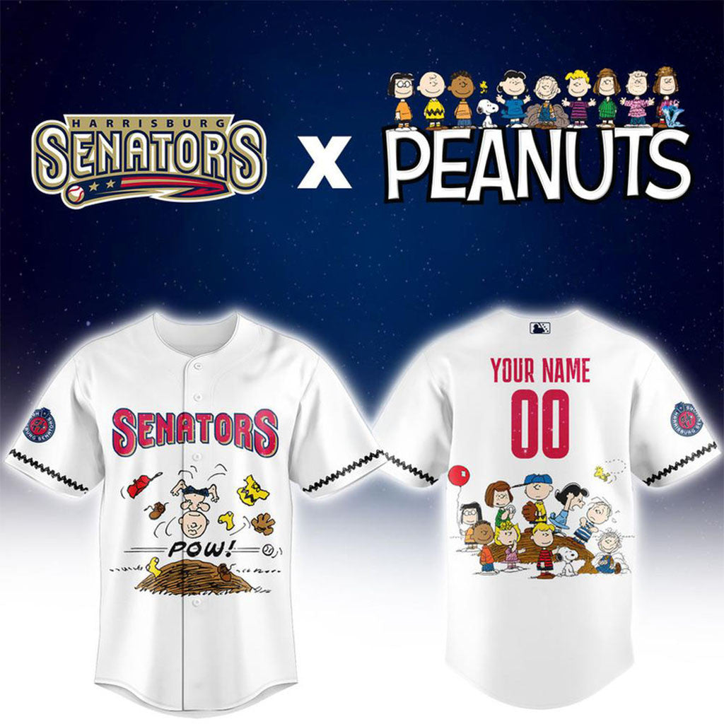 Personalized Harrisburg Senators X Peanuts Night Baseball Jersey Senators Merch Gift For Fans