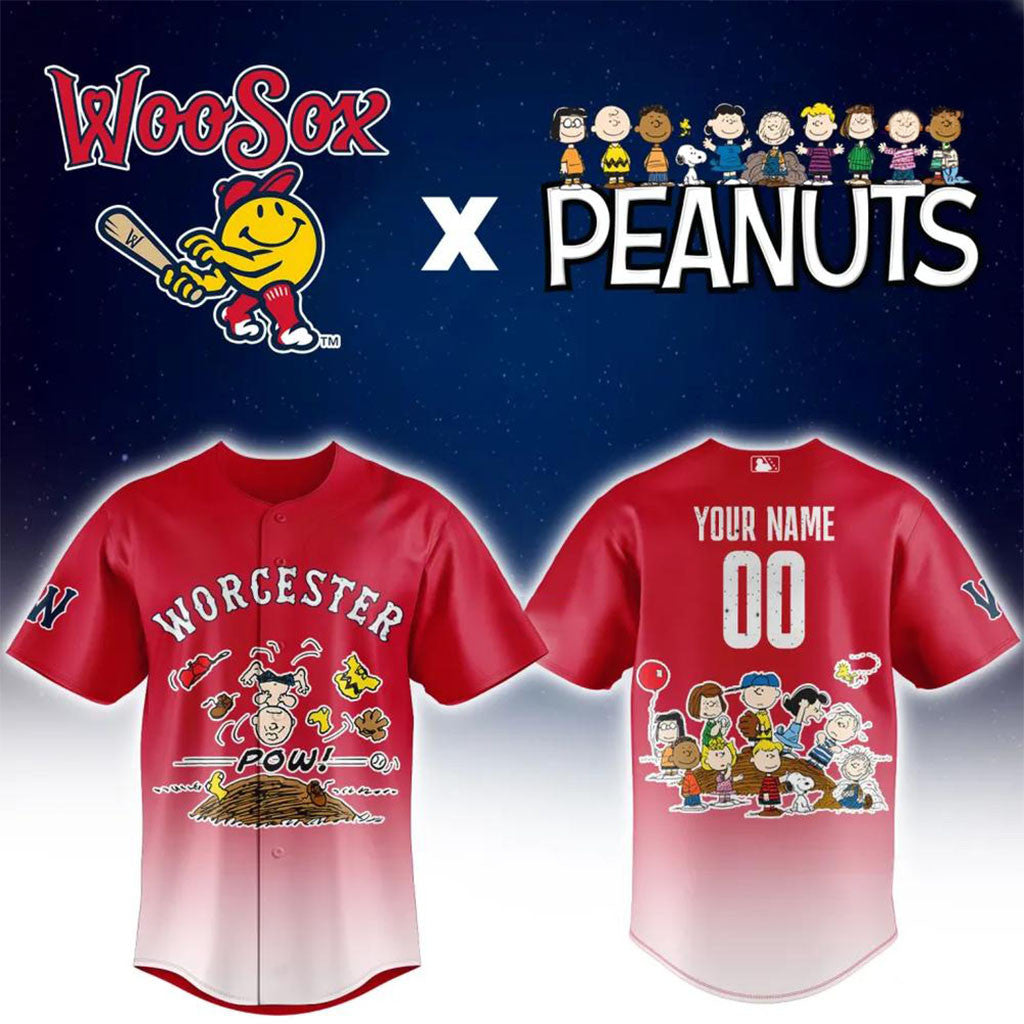 Personalized Worcester Red Sox X Peanuts Night Baseball Jersey Red Sox Merch Gifts For Fans