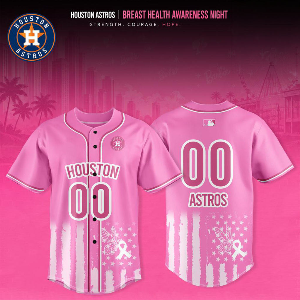 Personalized Houston Astros Breast Health Awareness Night 2026 Baseball Jersey Astros Merch