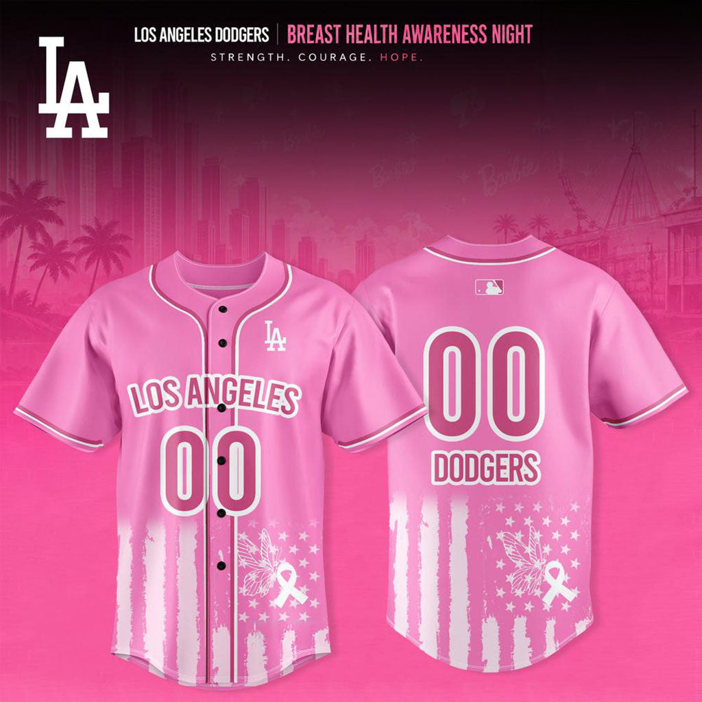 Personalized Los Angeles Dodgers Breast Health Awareness Night 2026 Baseball Jersey Fan Merch