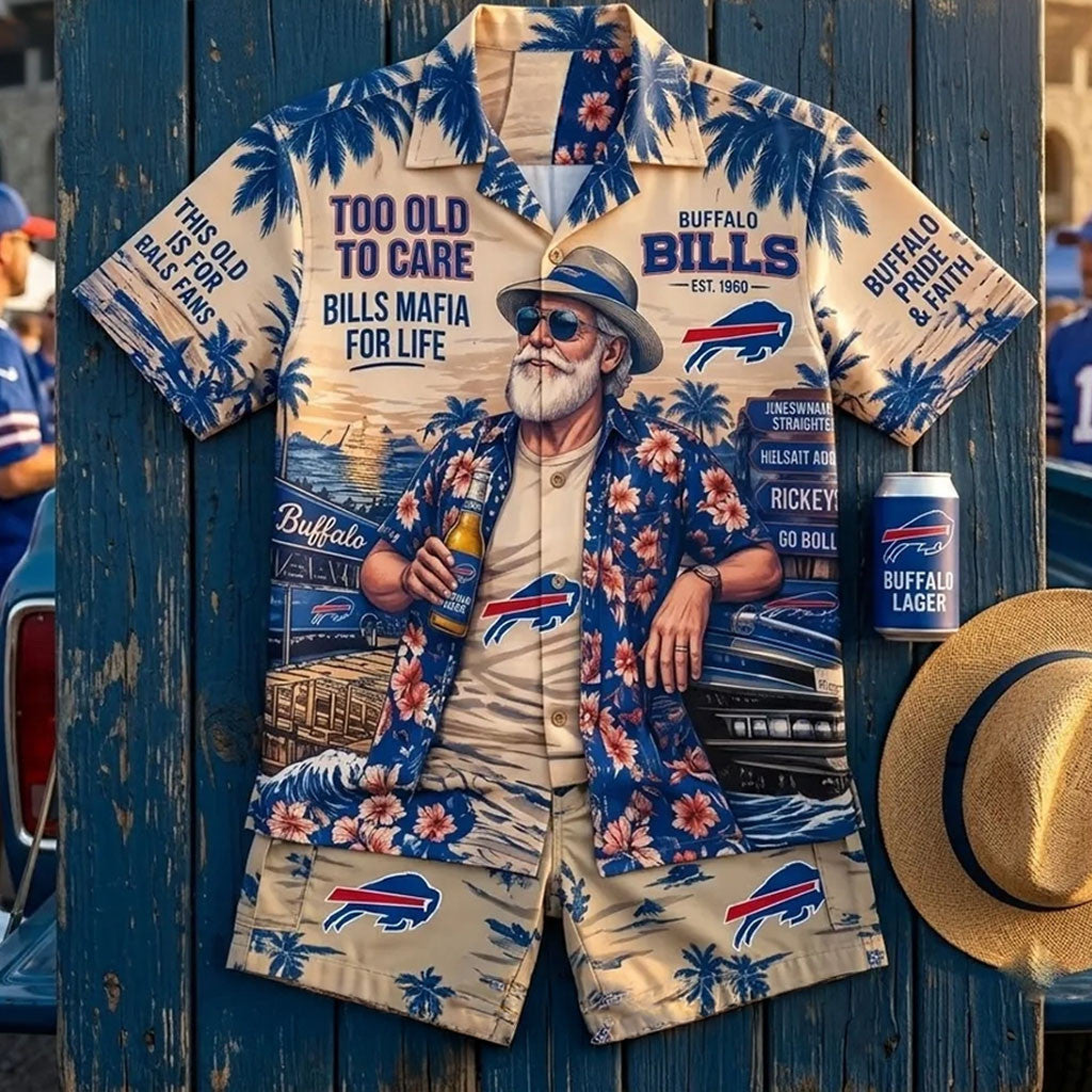 Buffalo Bills Merch Too Old To Care Bills Mafia Hawaiian Shirt Gift For Football Fans
