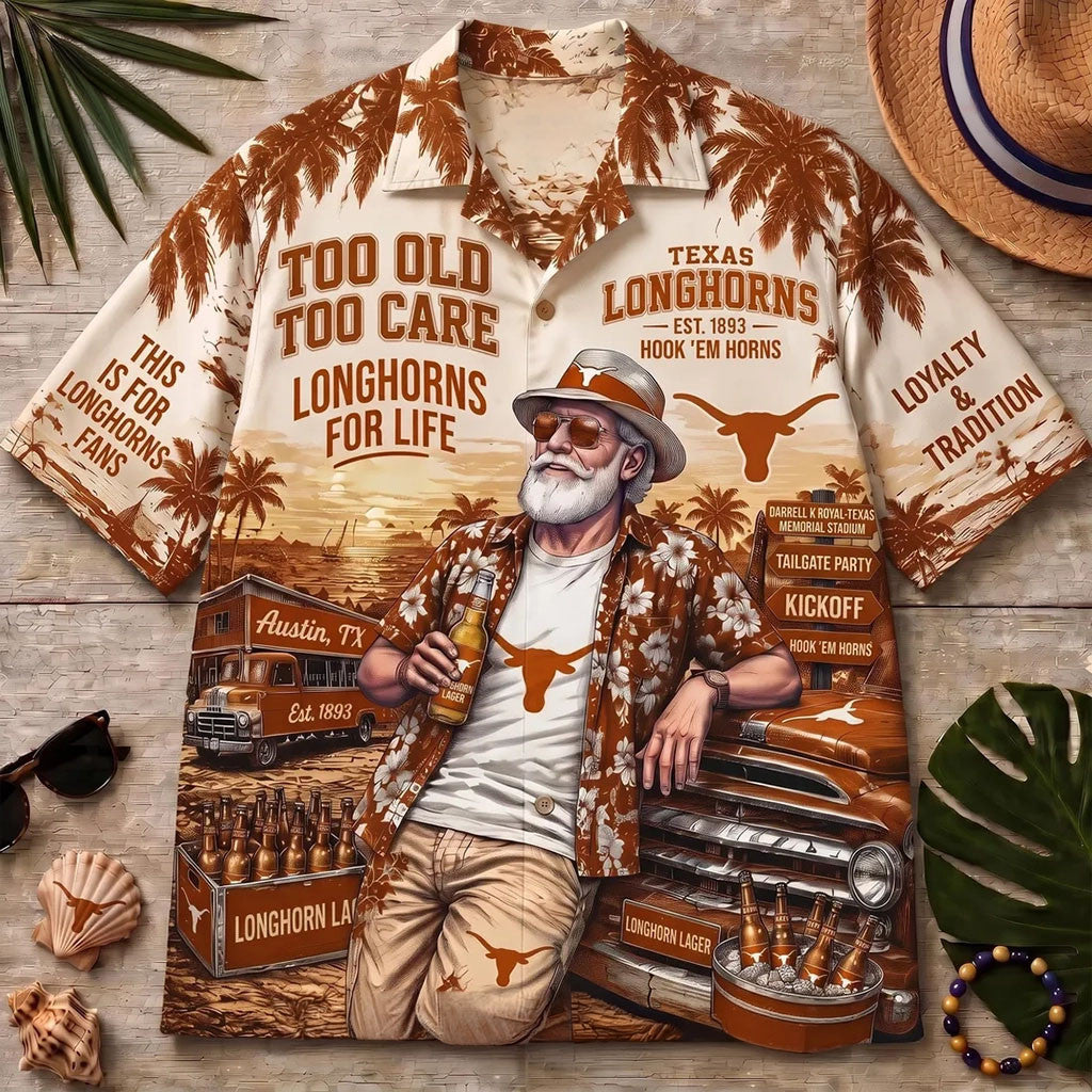 Texas Longhorns Hook Em Horns Summer Hawaiian Shirt Texas Longhorns Merch Fan Gifts